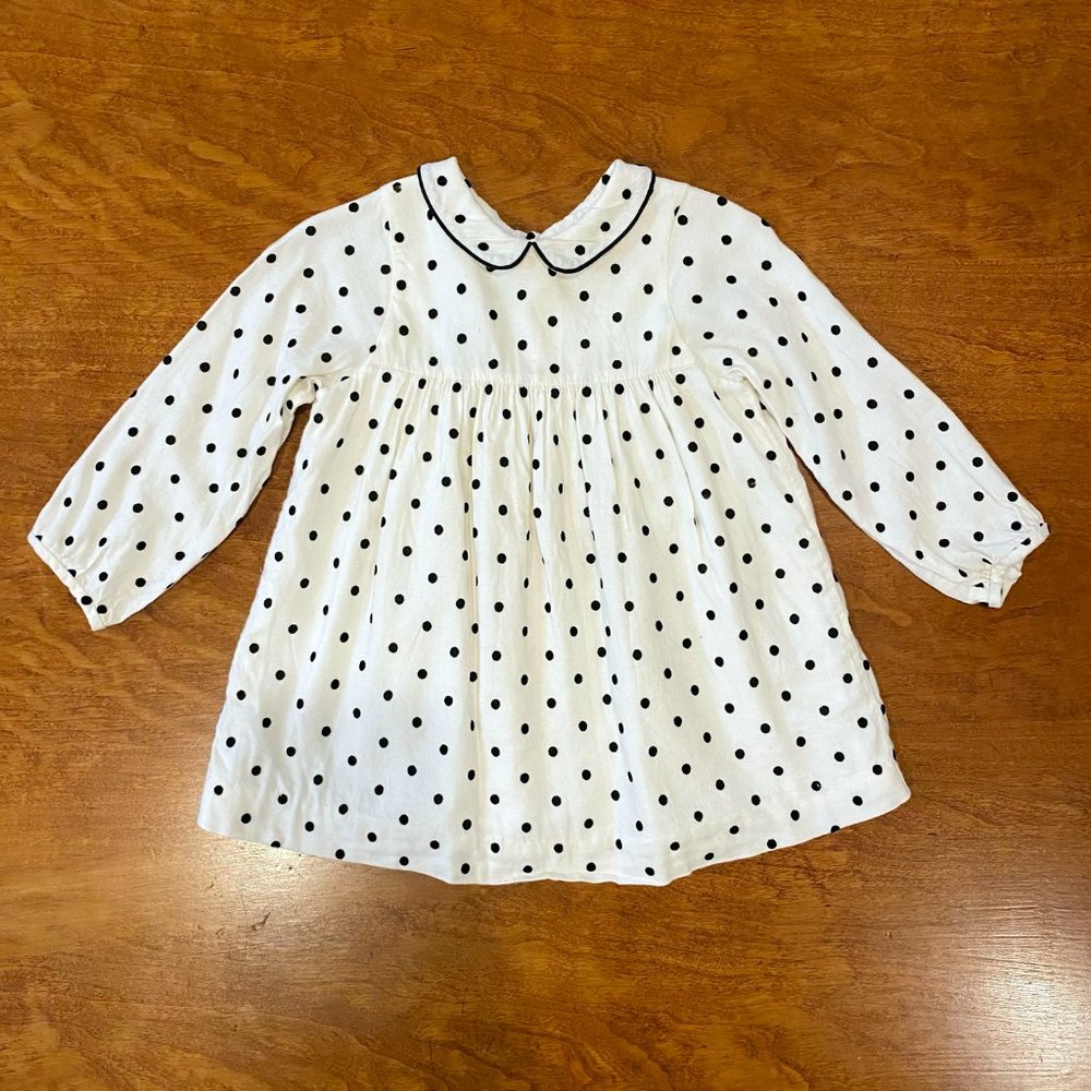 Jacadi White and Black Polka Dot Dress
